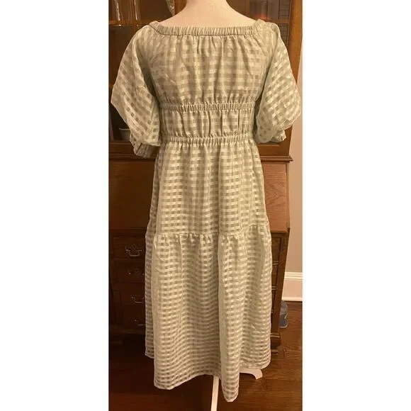slim fit dress slacks Free People Mint Button Up Ruffle Maxi Dress with Drawstring Sleeves- – The  Saved Collection main image 1